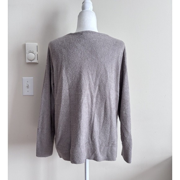 Barefoot Dreams CozyChic Lite V Neck Pullover Sweater Petite Medium Taupe Comfy - Picture 6 of 6
